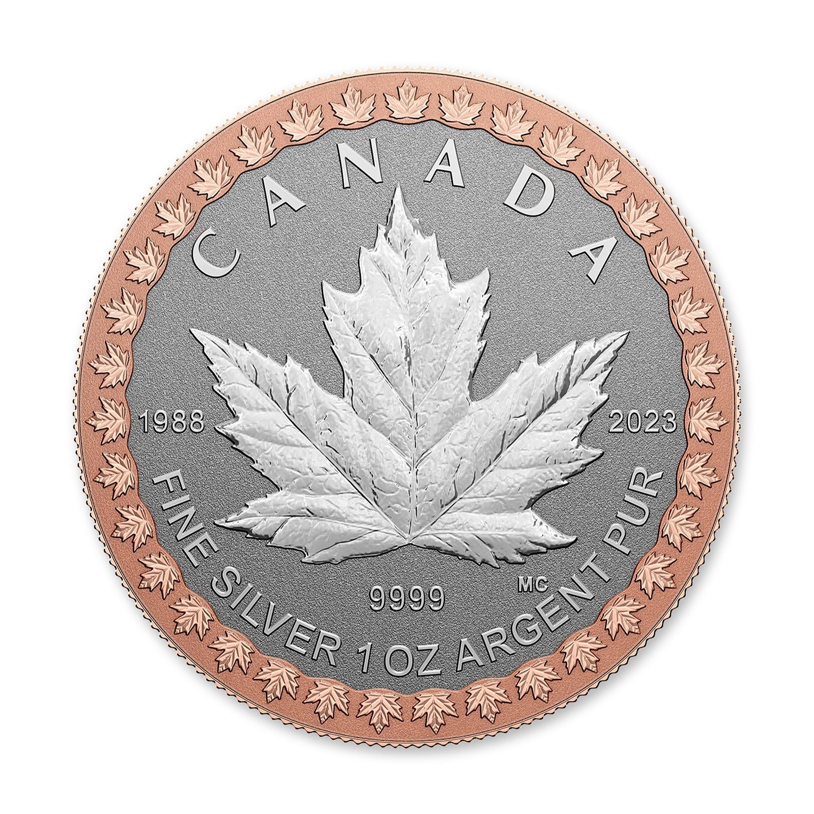 2023 35th Anniversary Silver Maple Leaf 5-Coin Fractional Set, reverse (design side)