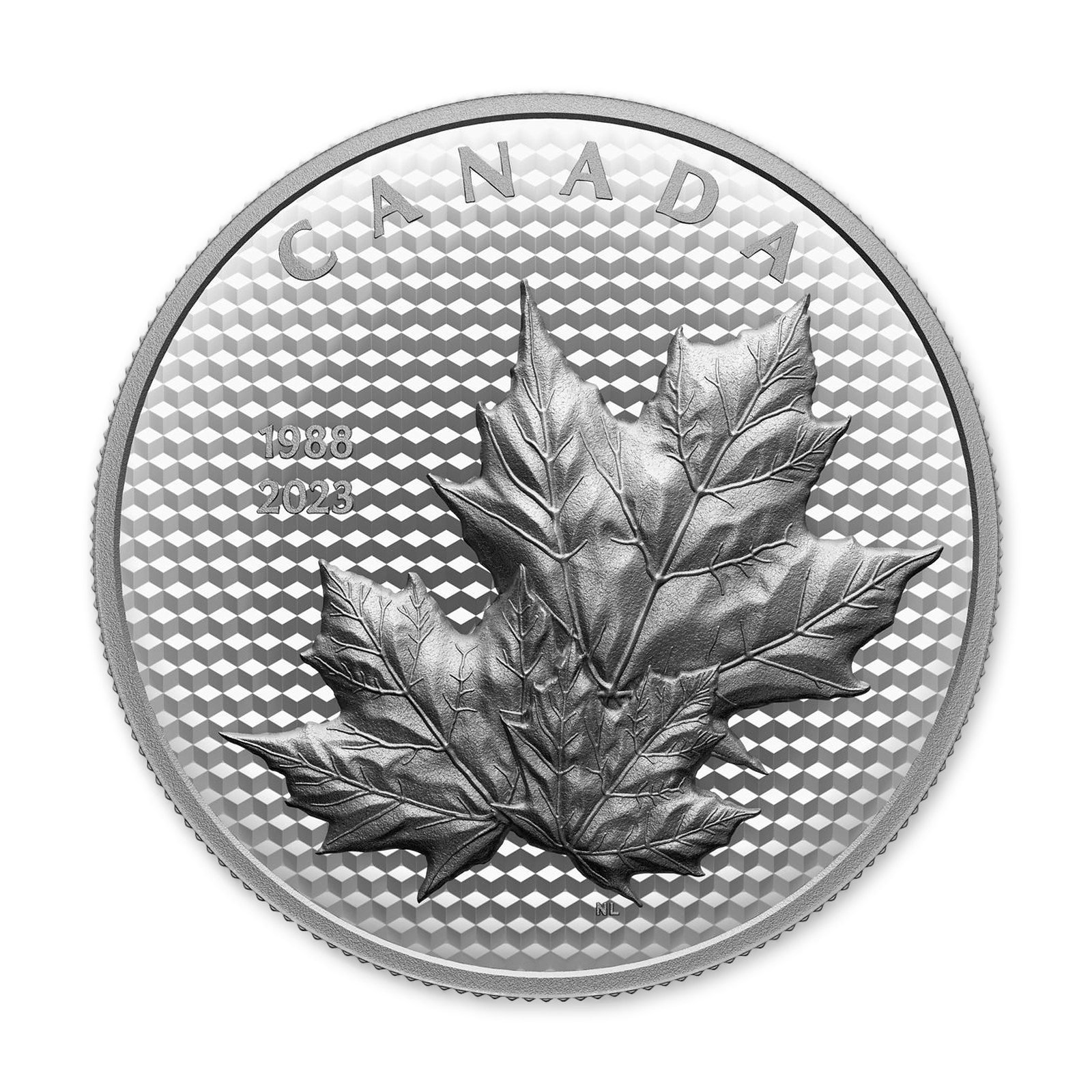 2023 $50 Maple Leaves in Motion 5 oz Ultra-High Relief Silver Coin, reverse (design side)
