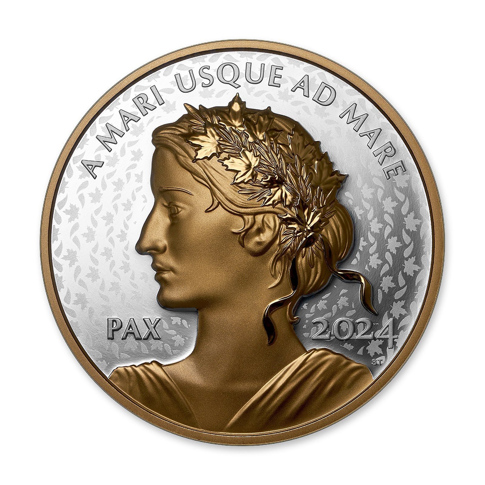 2024 $1 Peace Dollar Yellow Gold-Plated 1 oz Silver Coin, reverse (design side)